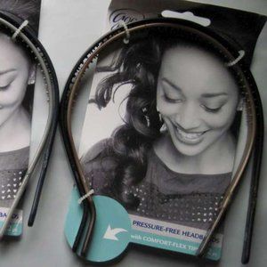 2 Goody Ouchless Flex Pressure Free Thin Head Bands Flexible Comfort Tips Brown